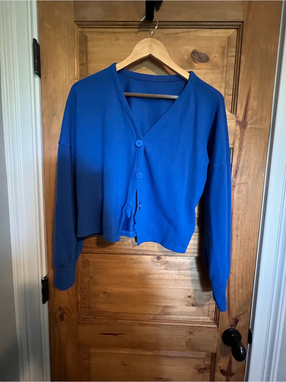 Blue V-Neck Button Front Women’s Sweater Cardigan